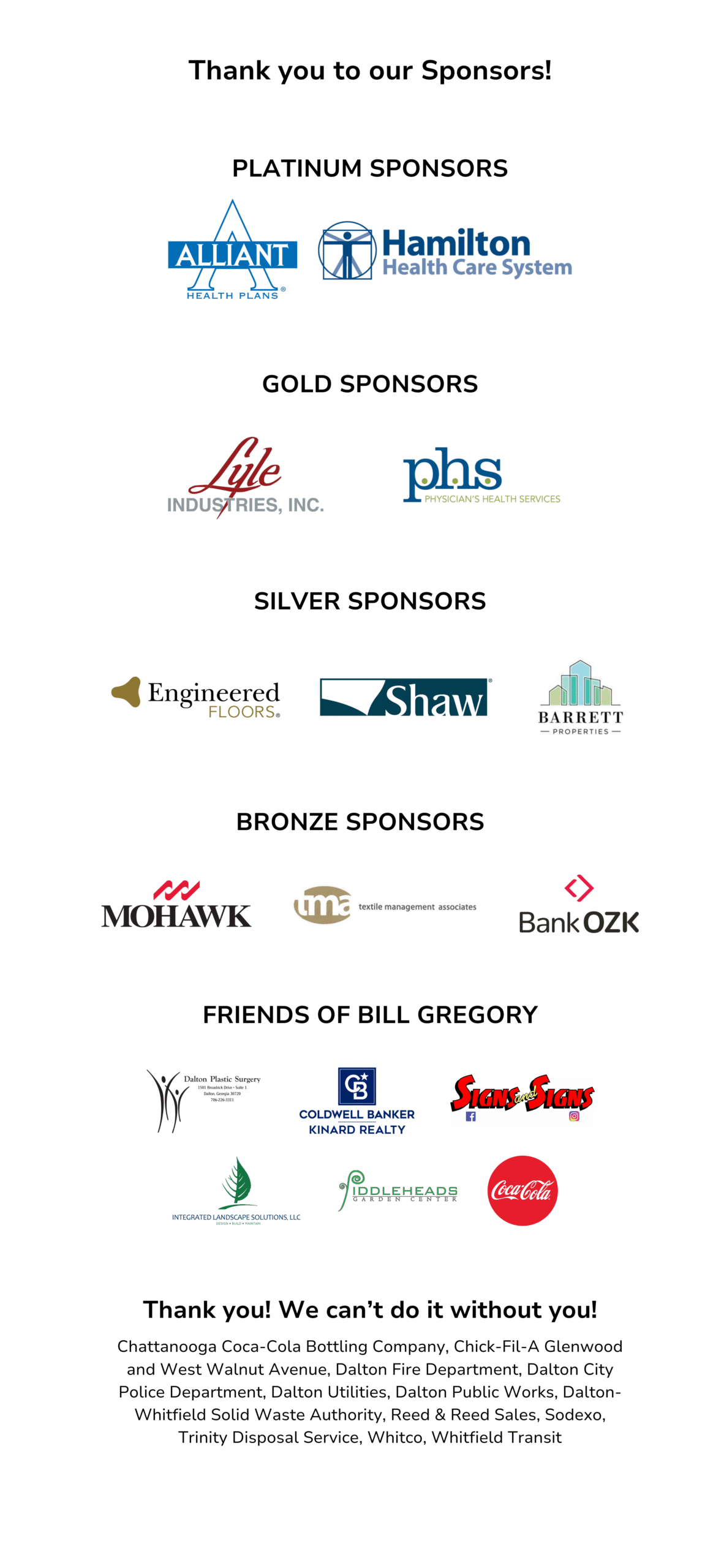 Bill Gregory Health Classic 2024 Sponsors